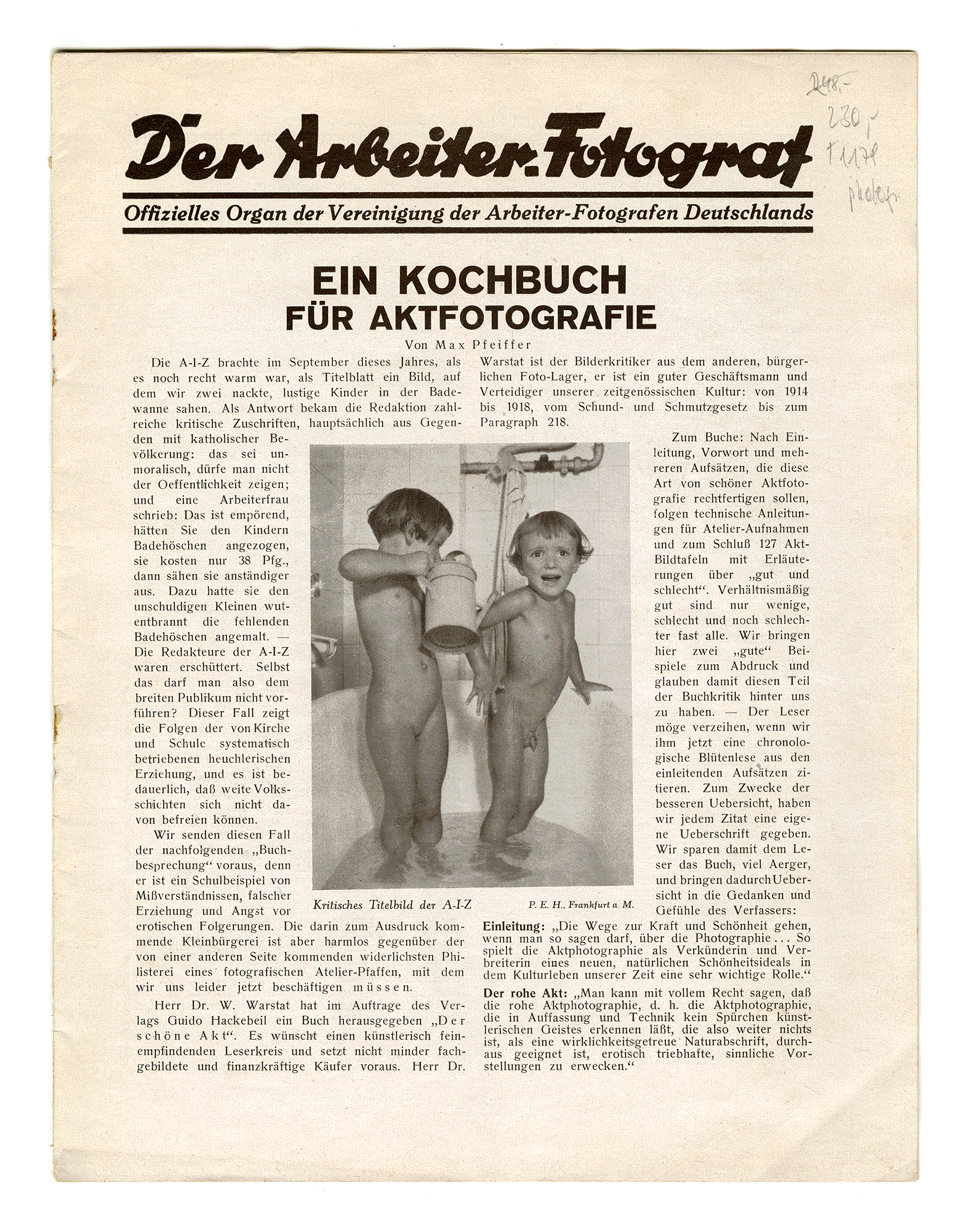 DER ARBEITER-FOTOGRAF, III. JAHRGANG, NR. 12. Offizielles Organ der Vereinigung der Arbeiter-Fotografen Deutschlands. Berlin, Dezember 1929.