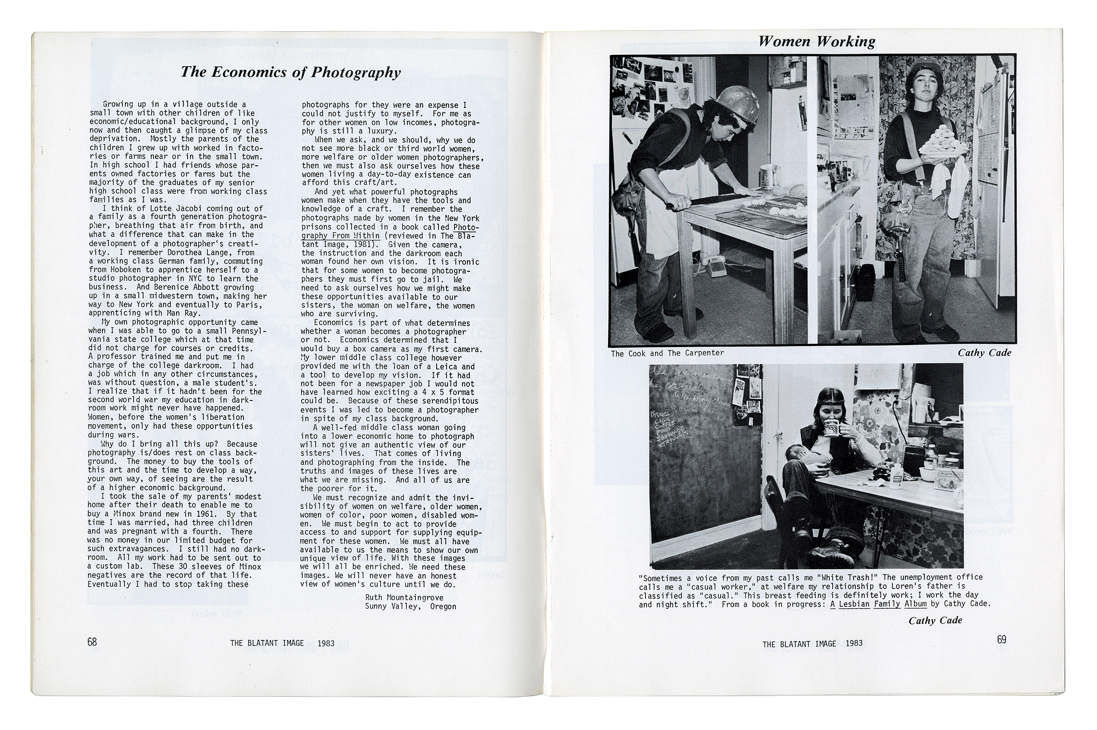 THE BLATANT IMAGE: A MAGAZINE OF FEMINIST PHOTOGRAPHY, No. 3. Oregon, 1983.