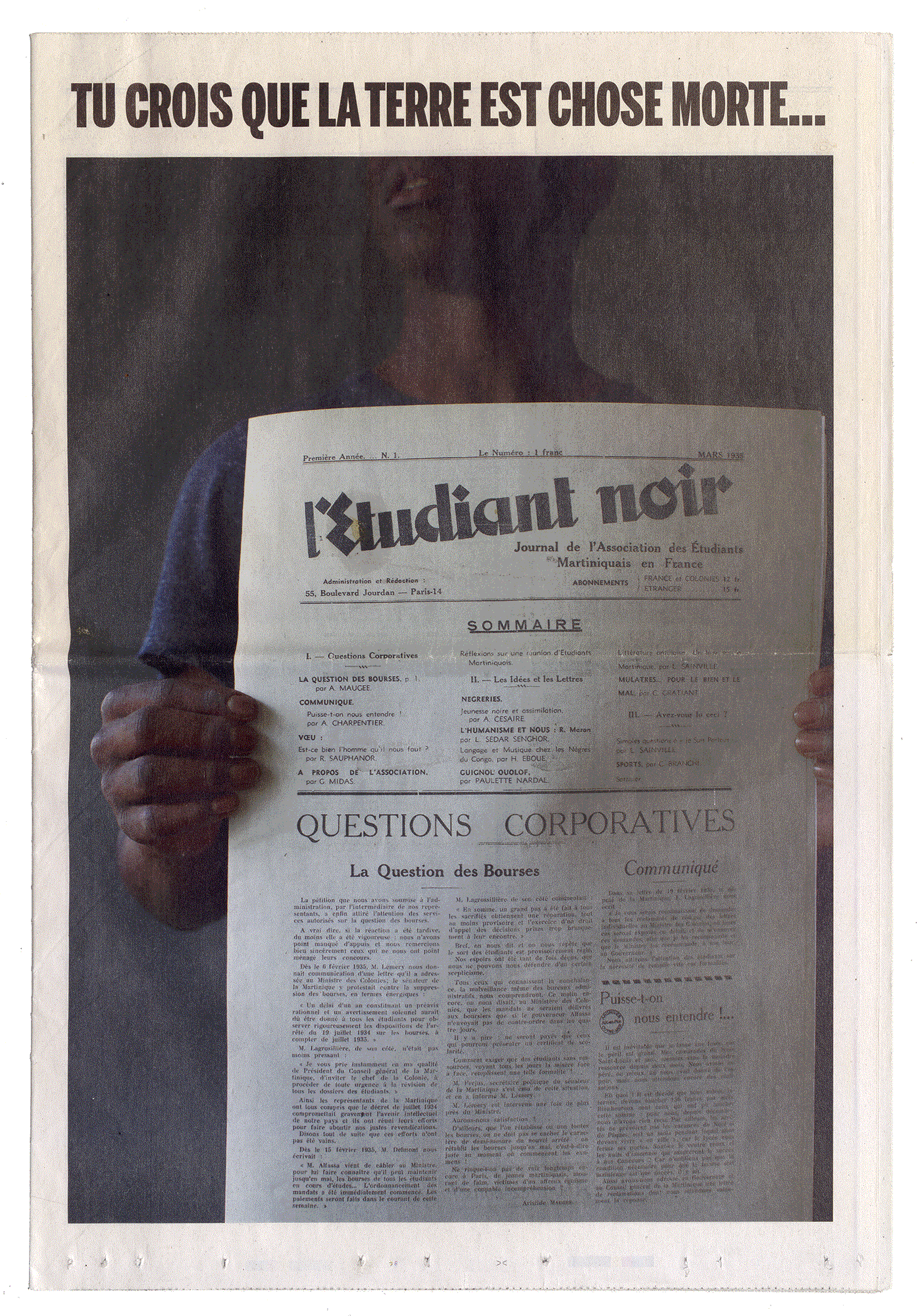 TU CROIS QUE LA TERRE EST CHOSE MORTE. Élèves du Collège Aimé-Césaire, Florence Lazar. Paris 2015.