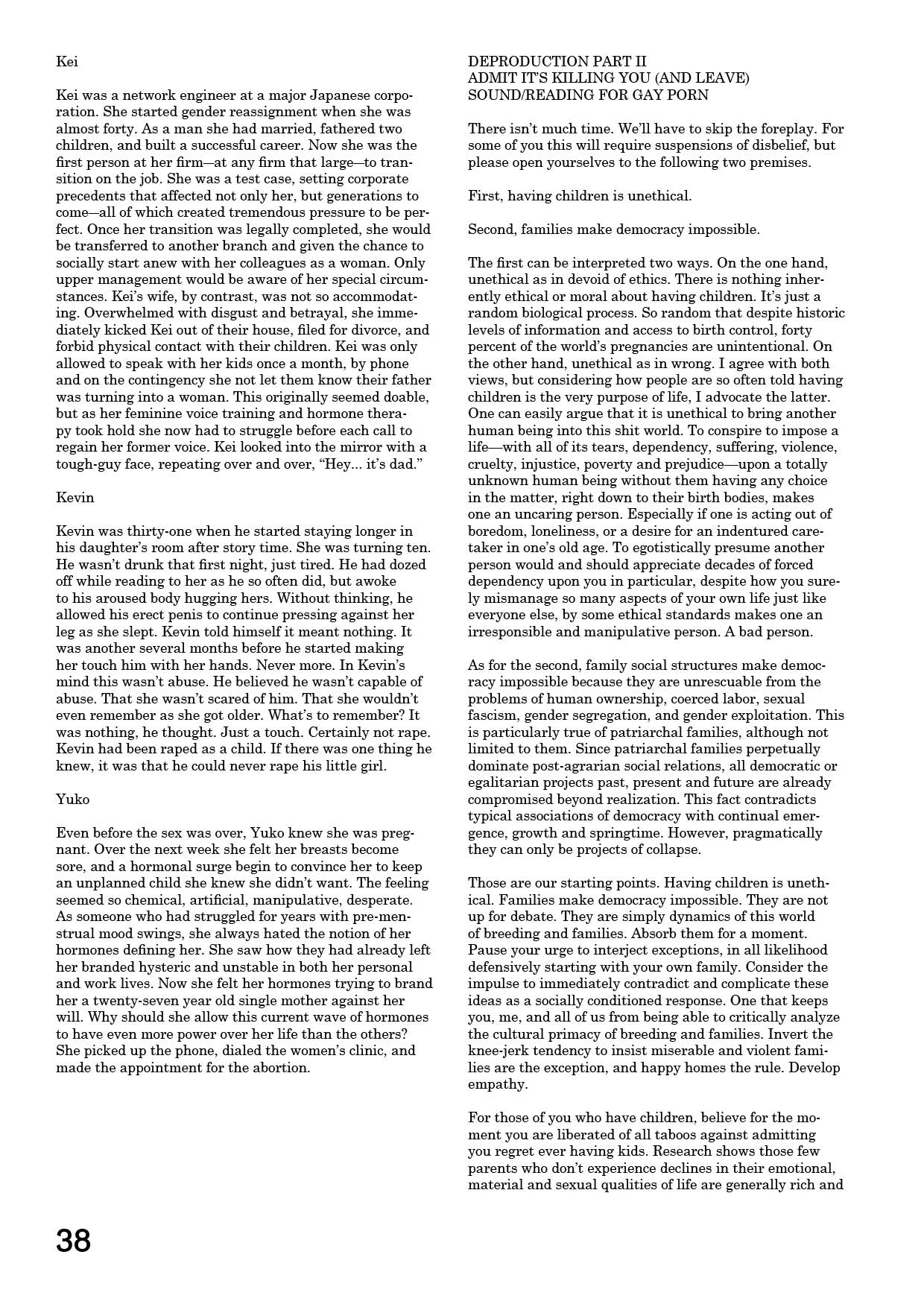 Deproduction Part I. Names Have Been Changed (Excerpt). Sound/Reading for Incest Porn by Terre Thaemlitz.